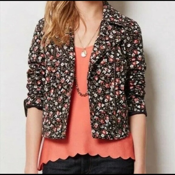 NWOT Anthropologie Hei Hei Floral Moto Jacket - Picture 4 of 7